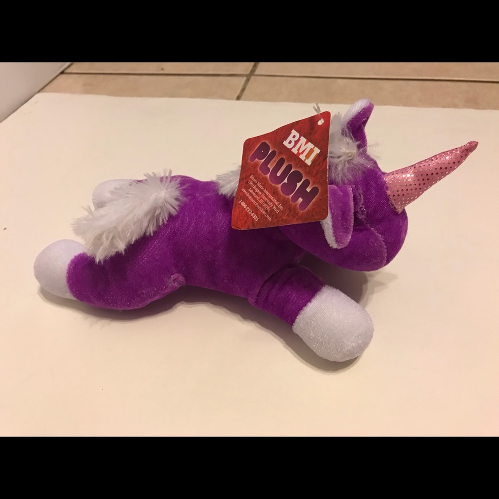 BMI Purple Unicorn 9" Stuffed Animal White